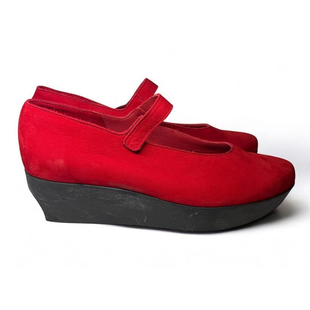 Arche Lomiss Mary Jane Red Suede Wedge Women's Size 10 EU 41 EUC